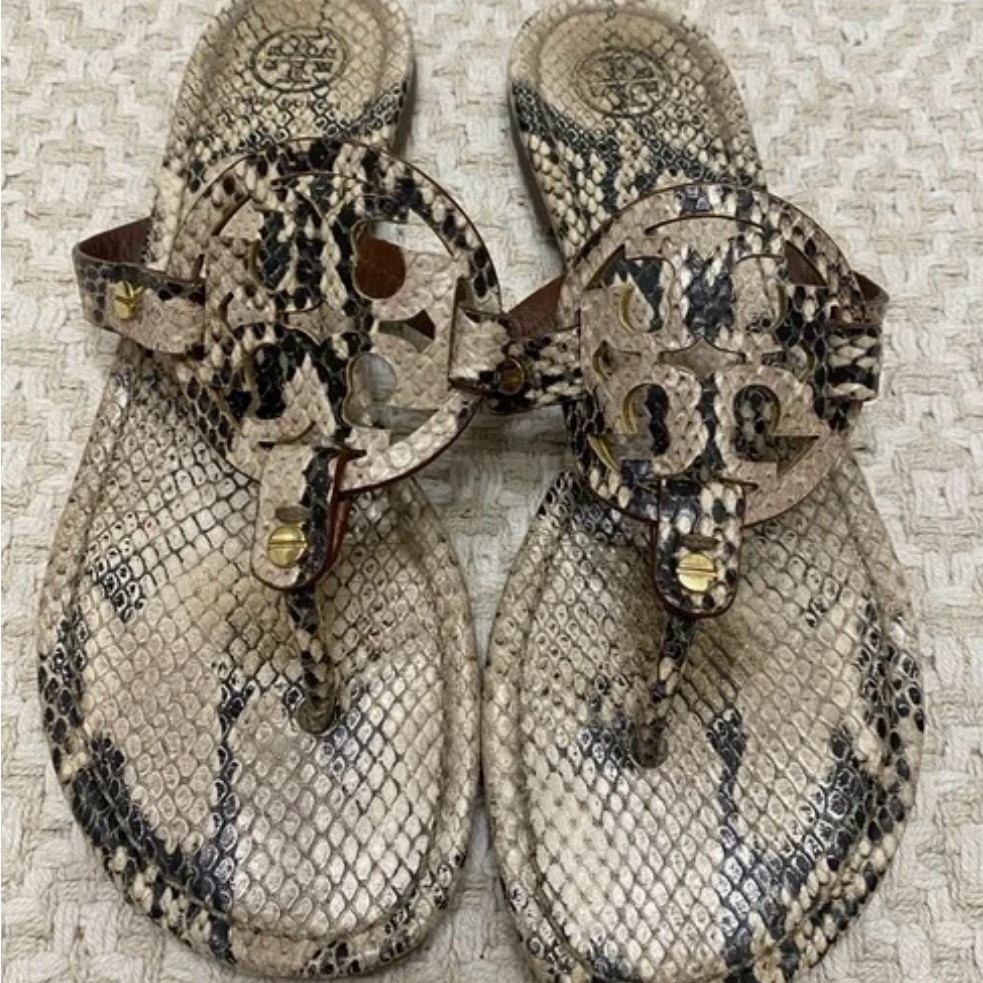 Tory Burch Miller Snakeskin Pattern Sandals